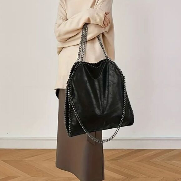 Naked Hanger Soft Leather Women's Handbag with Top- Chain Handle